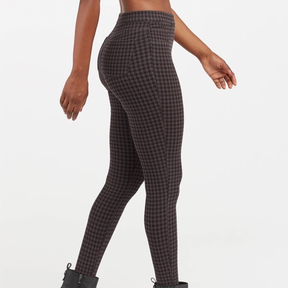 Spanx Jean-ish Ankle Leggings Houndstooth Black Grey Size Extra Small - Picture 6 of 8